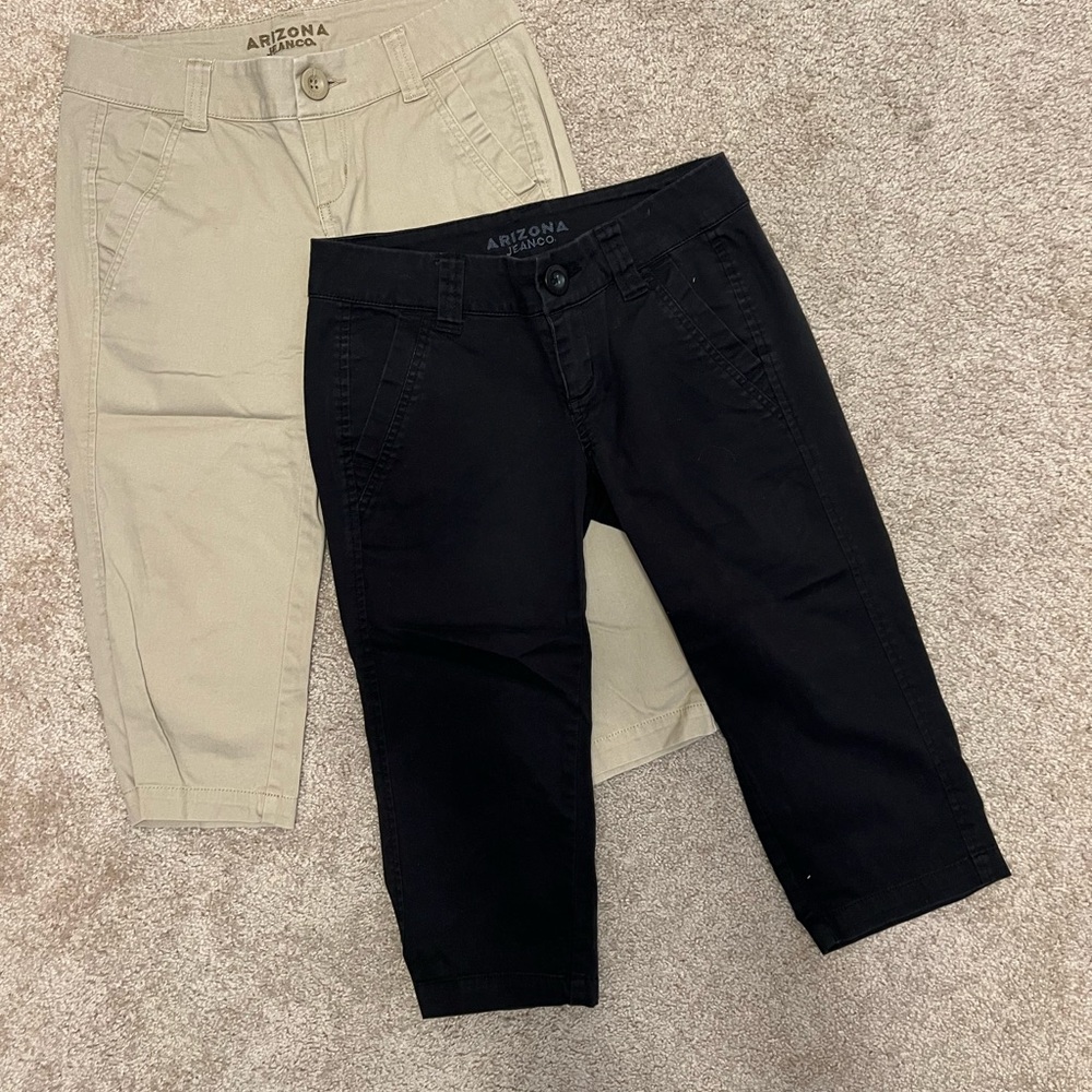 Arizona Jean Co. Black & Khaki Capri Pants Duo